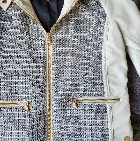 Point Zero white faux-leather jacket w/ wool - Picture 3 of 16